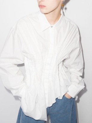Marques’Almeida asymmetric long-sleeve white organic cotton shirt ~ womens contemporary shirts