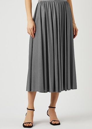 MAX MARA LEISURE Barni grey jersey midi skirt | skirts with movement