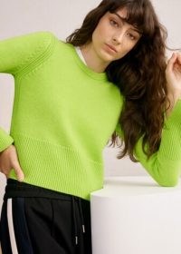 MEandEM Merino Cashmere Essential Neat Jumper in Citrus | bright boxy crop hem jumpers | women’s cropped sweaters