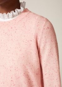 MEandEM Merino Cashmere Speckle Neat Jumper in Pink | womens feminine knitwear | women’s round neck boxy shaped jumpers