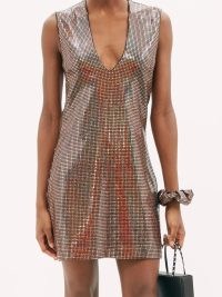 DODO BAR OR Daria sequinned-jersey mini dress and scrunchie – plunge front party fashion – sequin covered evening dresses