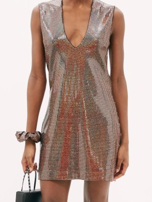 DODO BAR OR Daria sequinned-jersey mini dress and scrunchie – plunge front party fashion – sequin covered evening dresses - flipped