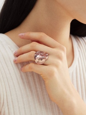 FERNANDO JORGE Gleam amethyst, quartz & 18kt rose-gold ring ~ womens pink toned statement rings - flipped