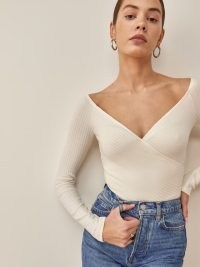Reformation Minnie Top | deep V-neck rib knit tops