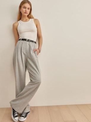 REFORMATION Montauk Pant in Light Grey ~ women’s effortlessly stylish trousers - flipped