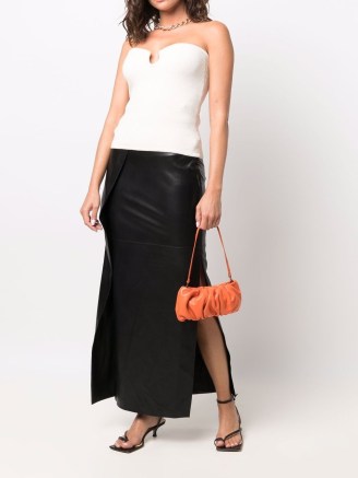 Nanushka side-slit maxi skirt in black | vegan leather evening skirts