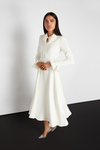 Jane Atelier NARNIA CADY MIDI DRESS in Cream ~ elegant wedding dresses ~ feminine fit and flare occasion fashion ~ alternative bridal outfits - flipped