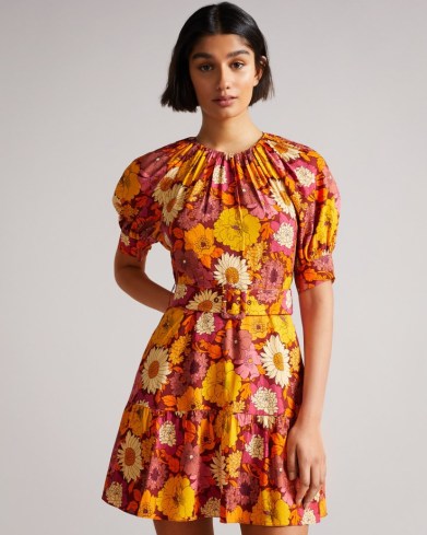 Ted Baker PATTI New World Self Belt Detail Mini Dress | retro floral print dresses
