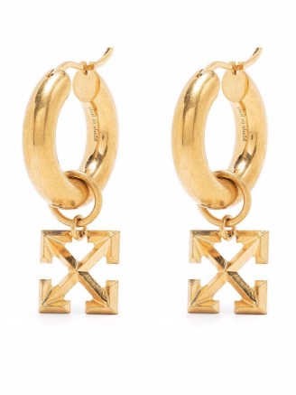 Off-White Arrows charm hoop earrings – hooped arrow drops – womens designer fashion jewellery - flipped