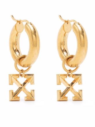Off-White Arrows charm hoop earrings – hooped arrow drops – womens designer fashion jewellery
