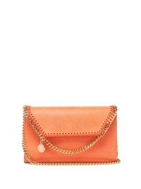 STELLA MCCARTNEY Falabella mini faux orange leather cross-body bag / designer chain strap crossbody bags