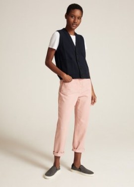 MEandEM Organic Denim Tapered Crop Jean in Dusted Rose | pink denim jeans | cropped leg - flipped