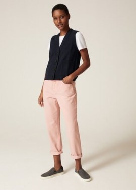 MEandEM Organic Denim Tapered Crop Jean in Dusted Rose | pink denim jeans | cropped leg