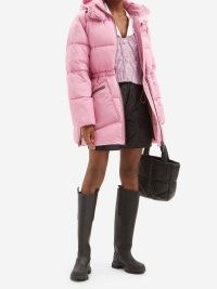GANNI Hooded recycled-fibre padded coat in pink ~ womens casual designer coats