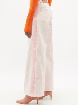 STELLA MCCARTNEY Logo-side stripe marbled wide-leg jeans – women’s pink denim designer fashion - flipped