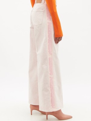 STELLA MCCARTNEY Logo-side stripe marbled wide-leg jeans – women’s pink denim designer fashion