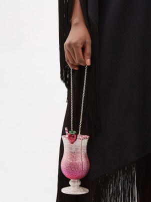 JUDITH LEIBER Pink Lady Cocktail crystal-embellished clutch ~ luxe novelty evening bags ~ luxury party accessories - flipped
