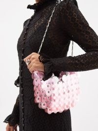 PACO RABANNE Pink Sparkle 1969 shoulder bag ~ transparent disc bags ~ designer retro inspired handbags