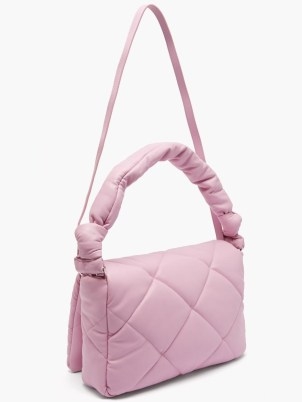 STAND STUDIO Wanda mini quilted pink faux-leather shoulder bag – padded bags - flipped