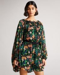 TED BAKER VERINE Playsuit with exaggerated Blouson Sleeve / bohemian floral print playsuits / beautiful boho fashion