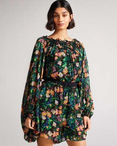 TED BAKER VERINE Playsuit with exaggerated Blouson Sleeve / bohemian floral print playsuits / beautiful boho fashion