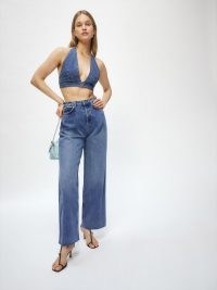 Reformation Pleated Reworked High Rise Wide Leg Jeans