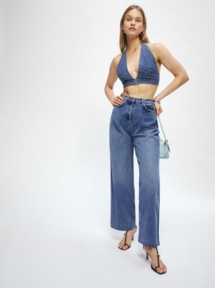 Reformation Pleated Reworked High Rise Wide Leg Jeans - flipped