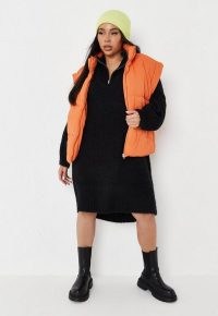 Missguided plus size black half zip fluffy knit jumper dress | drop shoulder sweater dresses | knitted fashion