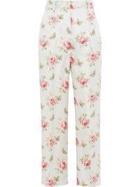 Prada butterfly print silk trousers in sky blue – womens floral fashion printed with butterflies