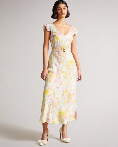 TED BAKER NECOLE Printed Tea Dress / white floral vintage style occasion dresses / feminine fashion