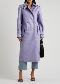 REMAIN BY BIRGER CHRISTENSEN Pirene lilac double-breasted leather coat ~ women’s longline luxe coats ~ womens luxury outerwear