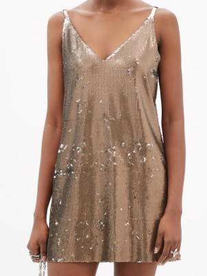 MARQUES’ALMEIDA Upcycled two-way sequinned tulle mini dress in rose gold ~ high octane evening glamour