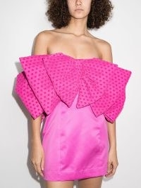 ROTATE Natalie pink bow-detail dress ~ strapless party dresses with statement bows ~ glamorous mini length occasion fashion