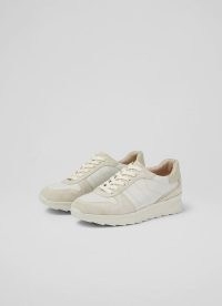 TATIANA CREAM AND BEIGE LEATHER AND SUEDE TRAINERS