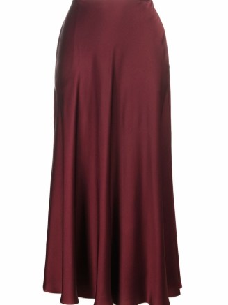 There Was One contrast-trim flared skirt | burgundy satin skirts - flipped