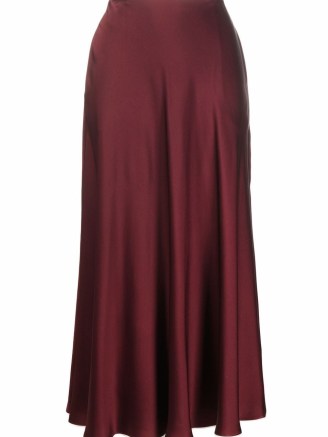 There Was One contrast-trim flared skirt | burgundy satin skirts