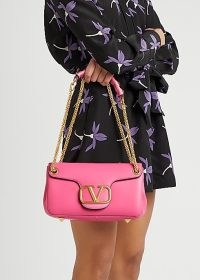 VALENTINO Valentino Garavani Stud Sign pink leather shoulder bag ~ candy coloured bags ~ luxe chain strap handbags