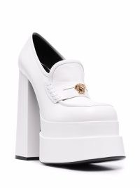 Versace Intrico platform white leather loafers | retro footwear | high chunky 70s style platforms