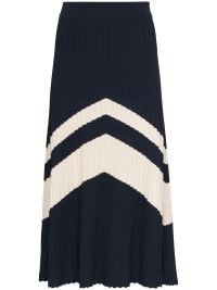 Wales Bonner stripe detail pleated skirt in dark blue / white | navy knitted skirts