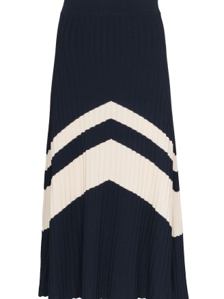 Wales Bonner stripe detail pleated skirt in dark blue / white | navy knitted skirts