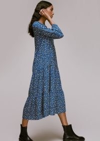 WHISTLES AMY WILD LEOPARD TRAPEZE DRESS BLUE / MULTI – tiered animal print dresses