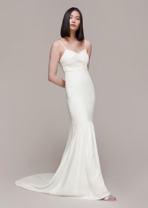 WHISTLES SYLVIE BODICE WEDDING DRESS IVORY – skinny shoulder strap fishtail bridal dresses