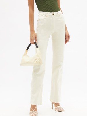 KHAITE Danielle straight-leg jeans in ivory ~ womens chic look denim fashion - flipped