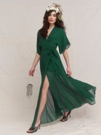 REFORMATION Zia Dress in Emerald ~ green flowing maxi wrap dresses