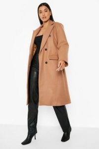 boohoo Button Detail Wool Look Coat Camel ~ neutral winter coats