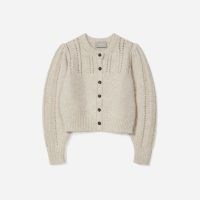 EVERLANE The Cloud Cardigan in Oatmeal | womens neutral relaxed fit volume sleeved cardigans | feminine look knitwear