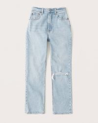 Abercrombie & Fitch Curve Love Ultra High Rise Ankle Straight Jeans in Light Ripped Wash | womens plus size denim fashion | cropped leg | A&F women’s clothing