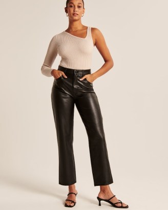 Abercrombie & Fitch Curve Love Vegan Leather Ankle Straight Pants in ...