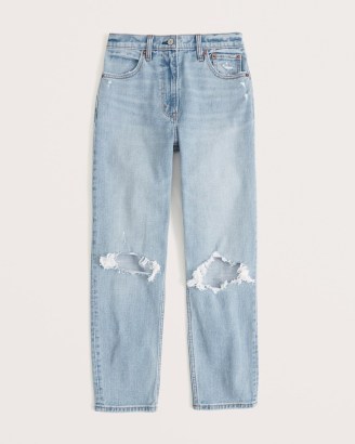 Abercrombie & Fitch High Rise Mom Jeans In Light Ripped Wash - flipped