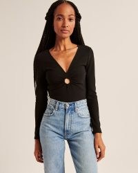 Abercrombie & Fitch Long-Sleeve O-Ring Top – cut out tops